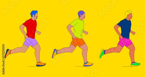 Fotografía Banner of three boys running
