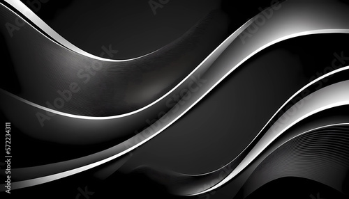 3D vector wave lines pattern black background created by generative AI