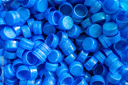 Background of blue plastic water bottle cap Lots of piles together,Clos-up