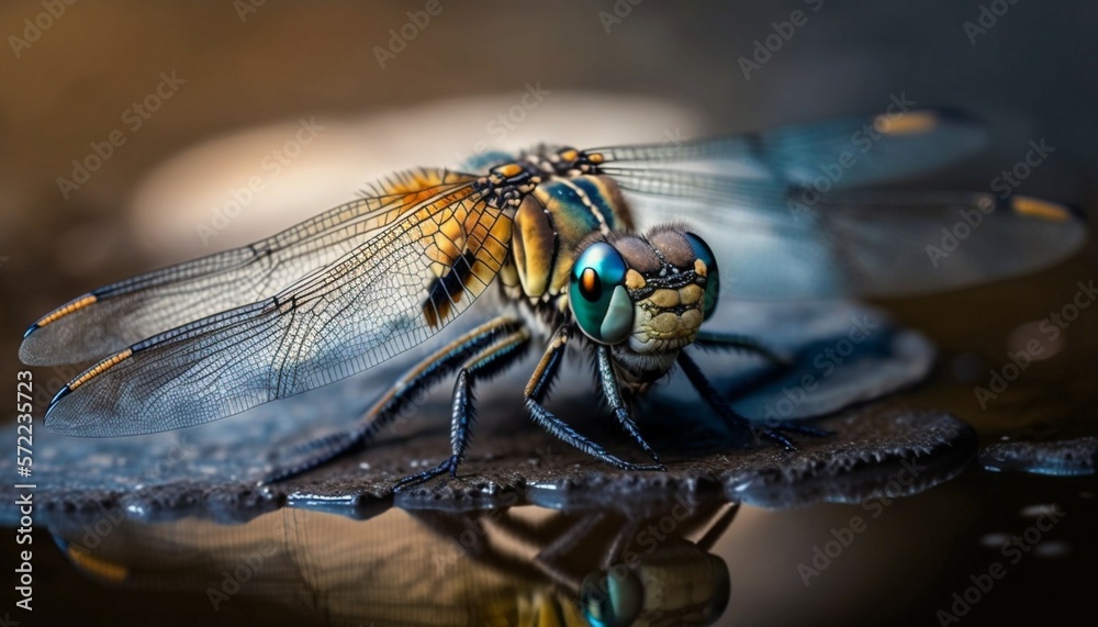 Obraz premium close up of a dragonfly made with generative AI