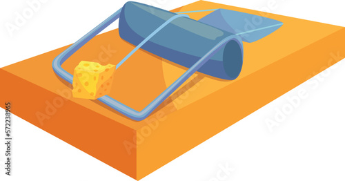 Mousetrap with cheese warning capture for extermination control of rodent isometric vector