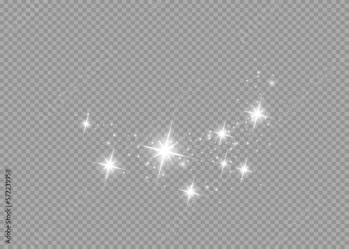 Sparkling magic dust particles bokeh on transparent background