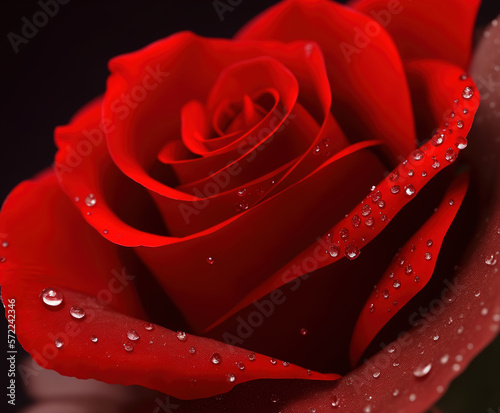 Red rose petals with rain d...