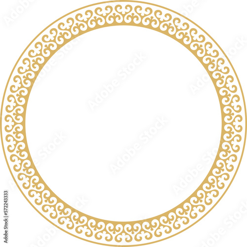 Canvastavla Vector gold Kazakh national round pattern, frame