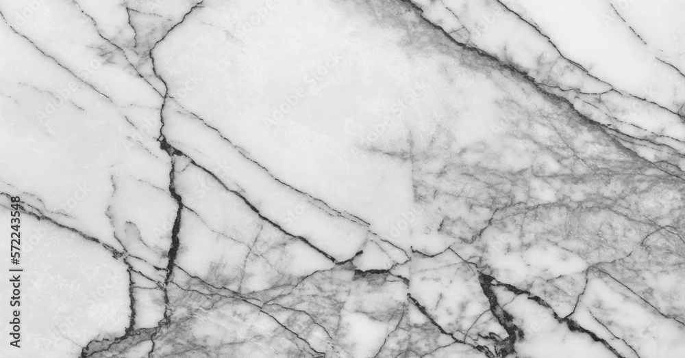 White crystal marble texture background with black curly veins. White quartz stone granite crack veins. Calacatta statuario natural stone marble granite for ceramic slab tile, wall tile, flooring.