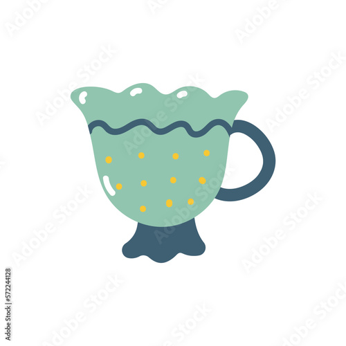 Vector illustration of cup in flat style. Blue mug in flat style