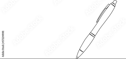 continuous single line drawing of ballpoint pen, line art vector illustration photo