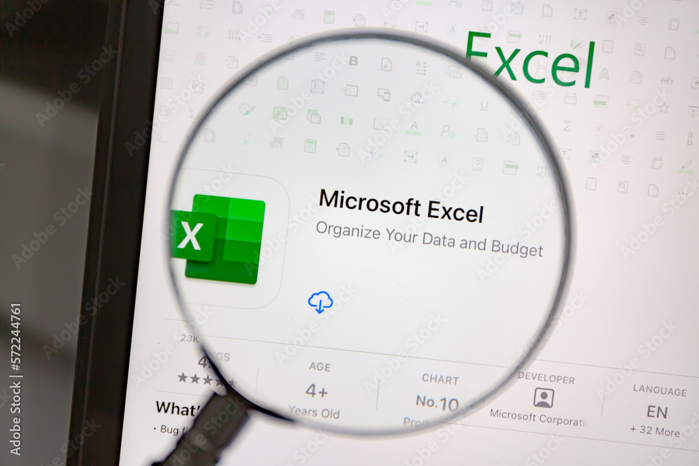 Ostersund, Sweden - Feb 16, 2023 Microsoft Excel app closeup. Microsoft ...