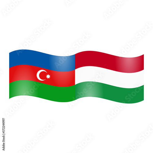 National flags of Azerbaijan and Hungary