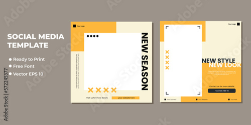 Editable minimal square banner template. Suitable for social media post and web internet ads. Vector illustration with photo college