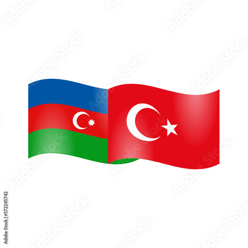 National flags of Azerbaijan and Turkey
