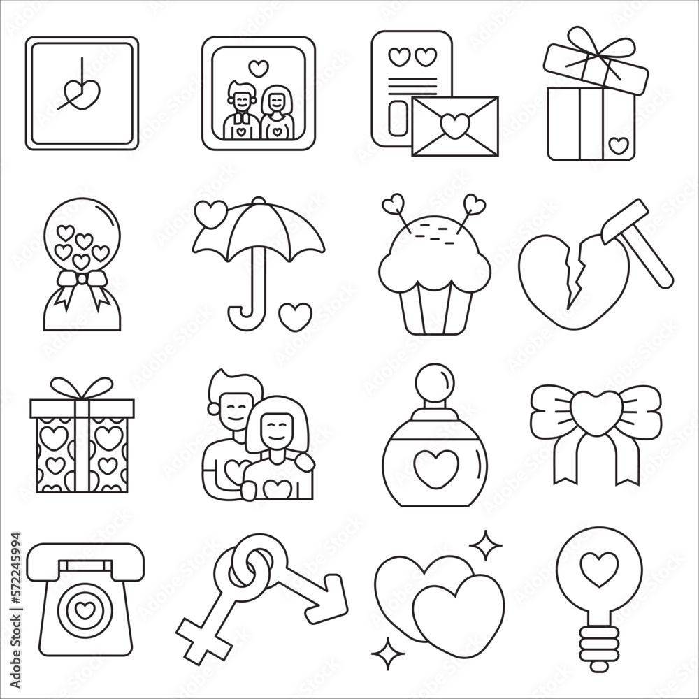 Love and valentine icon set vector illustration. Suitable for sticker pack, graphic design elements, logo and mobile application element graphic Love and valentine icon set vector illustration. Suitable for sticker pack, graphic design elements, logo and mobile application element graphic