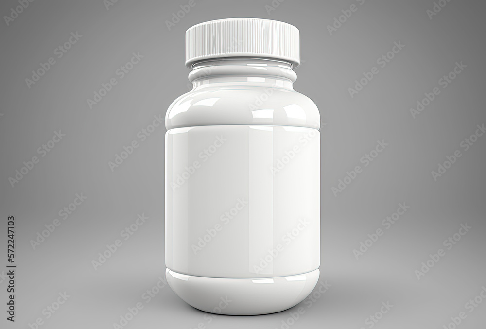 Empty white bottle with pills. Generative AI. Empty white bottle with pills. Generative AI.