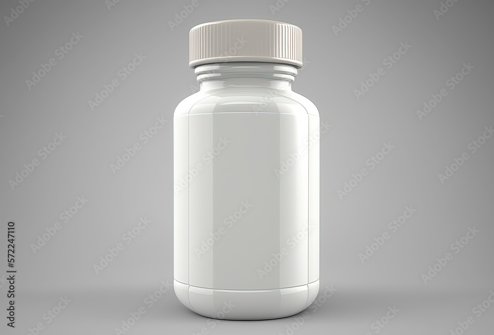 Empty white bottle with pills. Generative AI. Empty white bottle with pills. Generative AI.