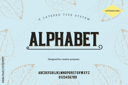 Alphabet typeface. For labels and different type designs