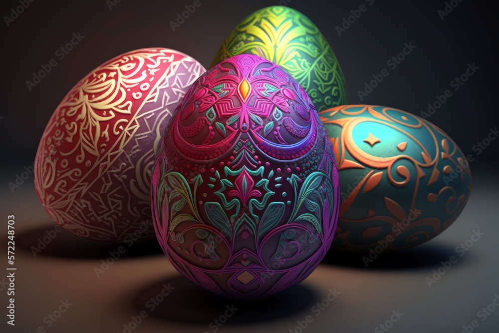 Ostern Eier Fantasy Bunt Generative AI