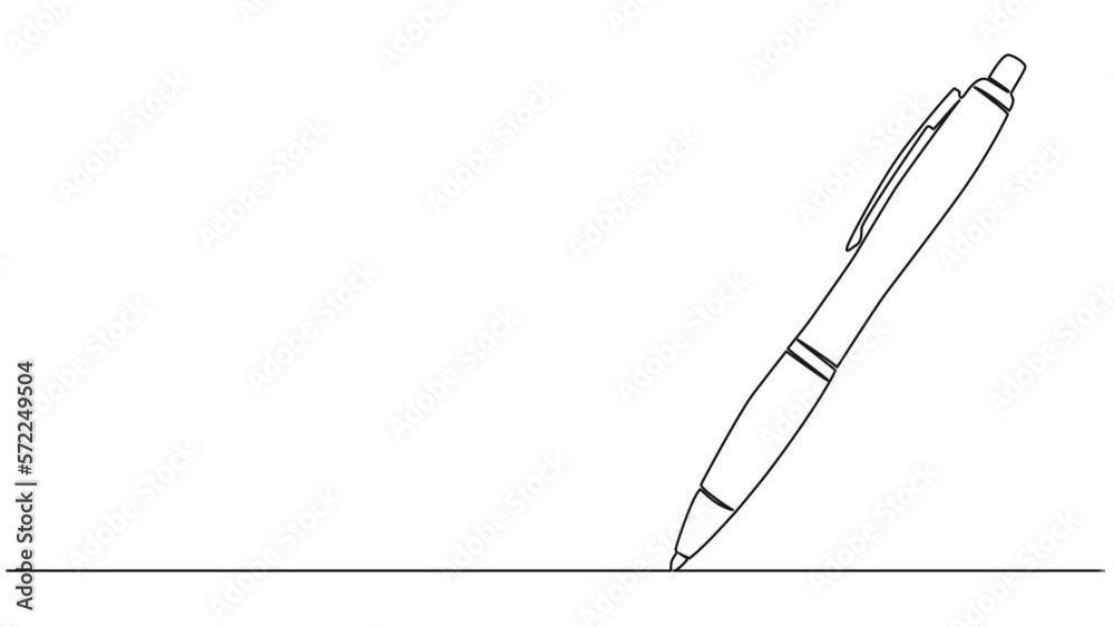animated single line drawing of ballpoint pen, line art animation vídeo ...