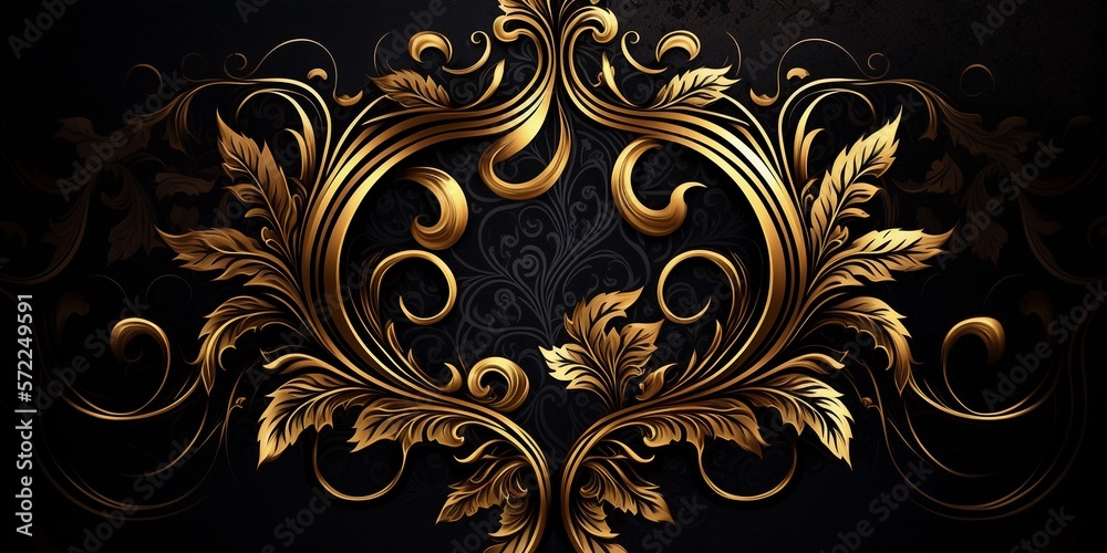 Royal Luxury Black And Gold Ornament Texture Background