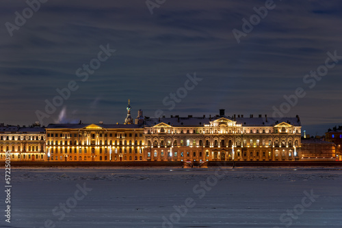 Winter Night view of Saint Petersburg place 