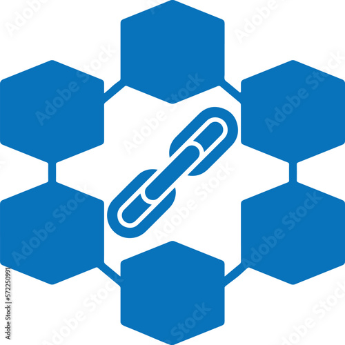 Blockchain technology icon  technology symbol blue vector