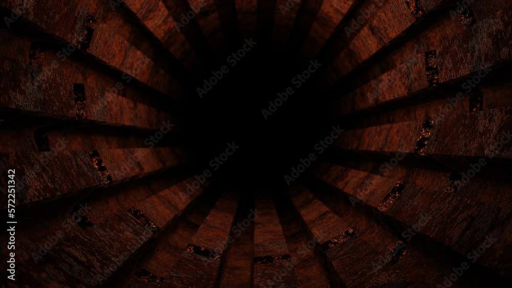 movement through a rusty metal tunnel. 3d render looped background