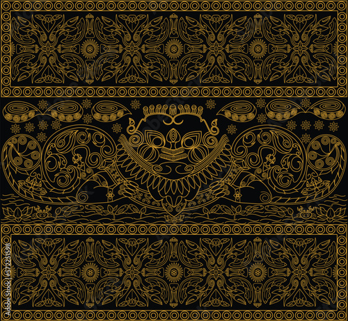 Vintage ancient pattern Rahu demon for print batic fabric ethnic background wallpaper backdrop and other.