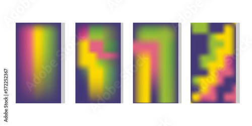 A set of pastel, trendy gradients.  Background 2023. Palette for decoration and design.  Isolated templates. Purple, yellow, green, pink vector