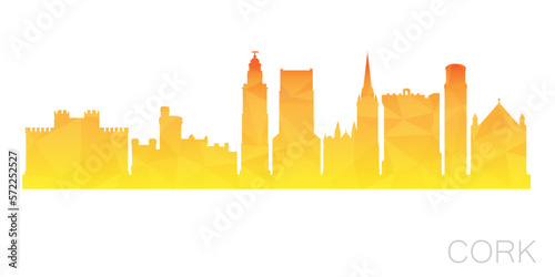Cork, Ireland Low Poly Skyline Clip Art City Design. Geometric Polygon Graphic Horizon Icon. Vector Illustration Symbol.