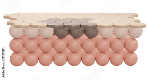 3d rendering of skin cell with dark spot layer for cosmetic advertise. 3D Render illustration.
