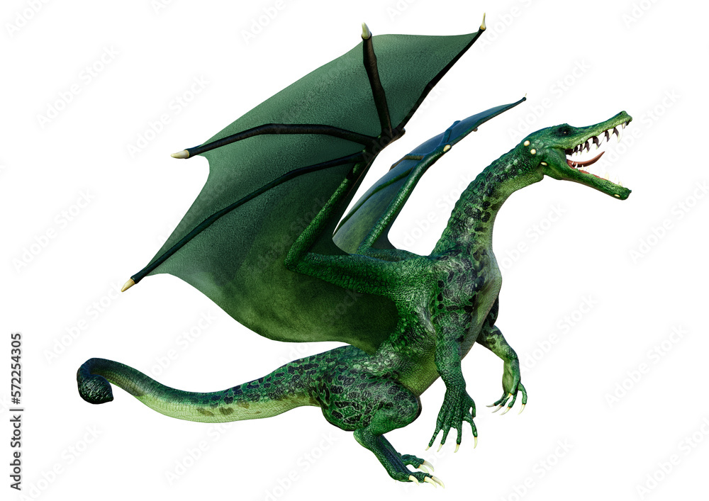 Fototapeta premium 3D Rendering Fairy Tale Dragon on White