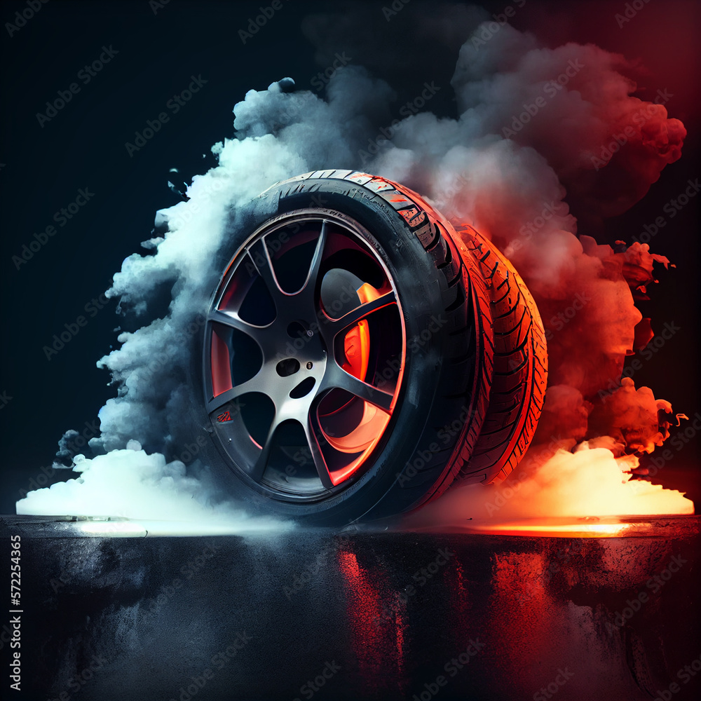 Performance tires with smoke. Stock Illustration | Adobe Stock