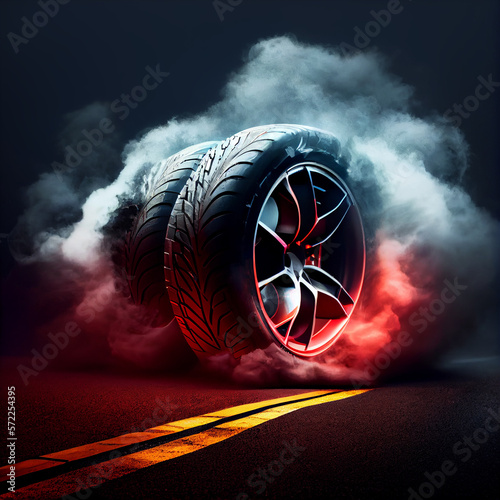 Performance tires with smoke.