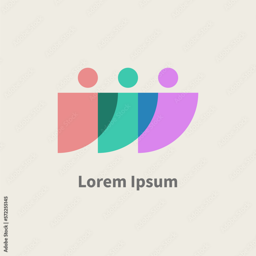 Three abstract people geometric logo