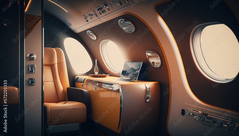 Futuristic luxurious corporate plane interior design generative ai Futuristic luxurious corporate plane interior design generative ai