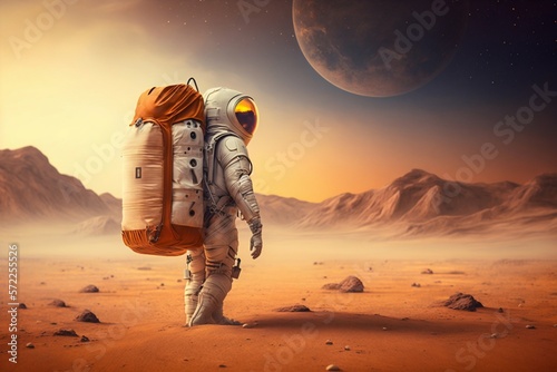 Canvastavla Astronaut Tourist Colonizer on other Planet. Generative AI
