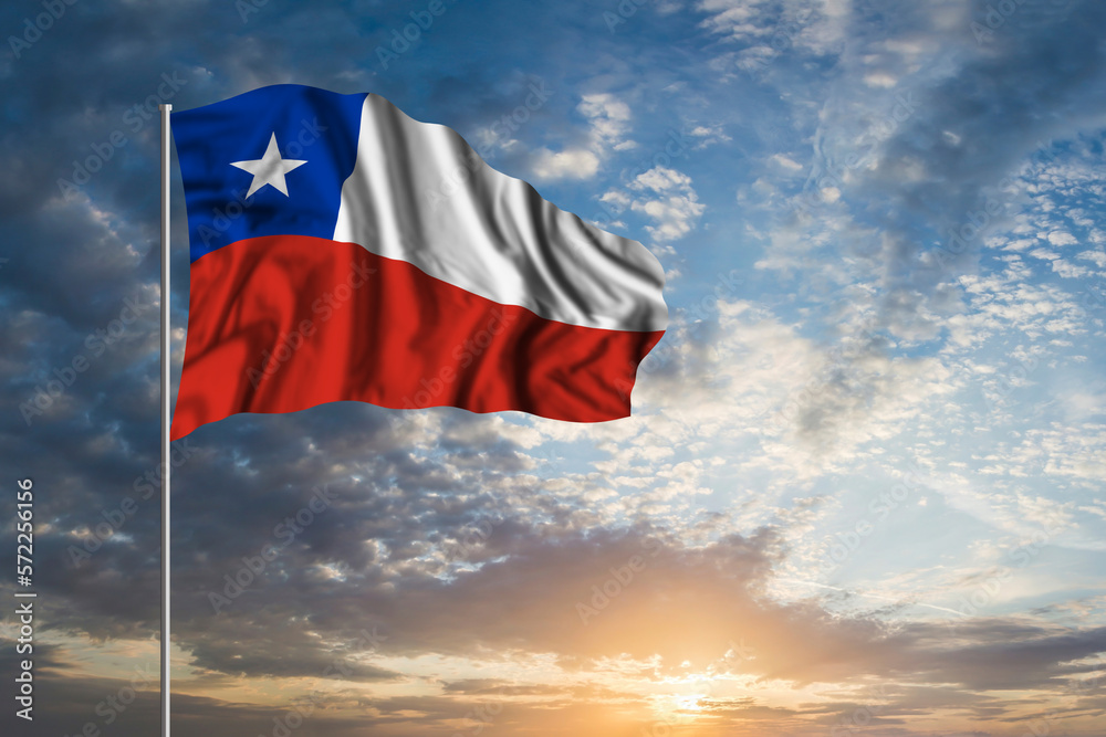 Waving National flag of Chile