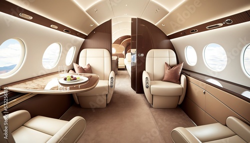 Fotografia Futuristic luxurious corporate plane interior design generative ai