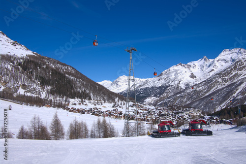 view on Saas Fee ski resort in Switzerland 
