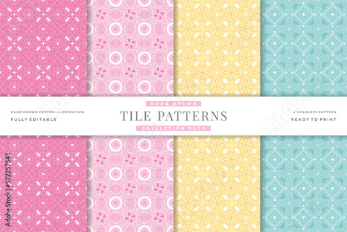 hand drawn tile seamless patterns collection 9