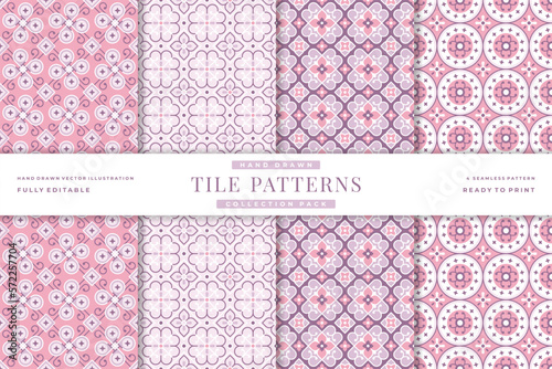 hand drawn tile seamless patterns collection 6