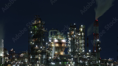 The petrochemical complex at Yokkaichi Port  Yokkaichi city  Mie prefecture  Japan at night.