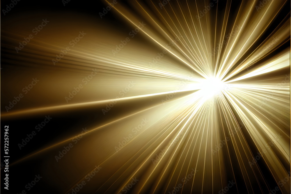 bright gold starburst of light against black created with generative ai