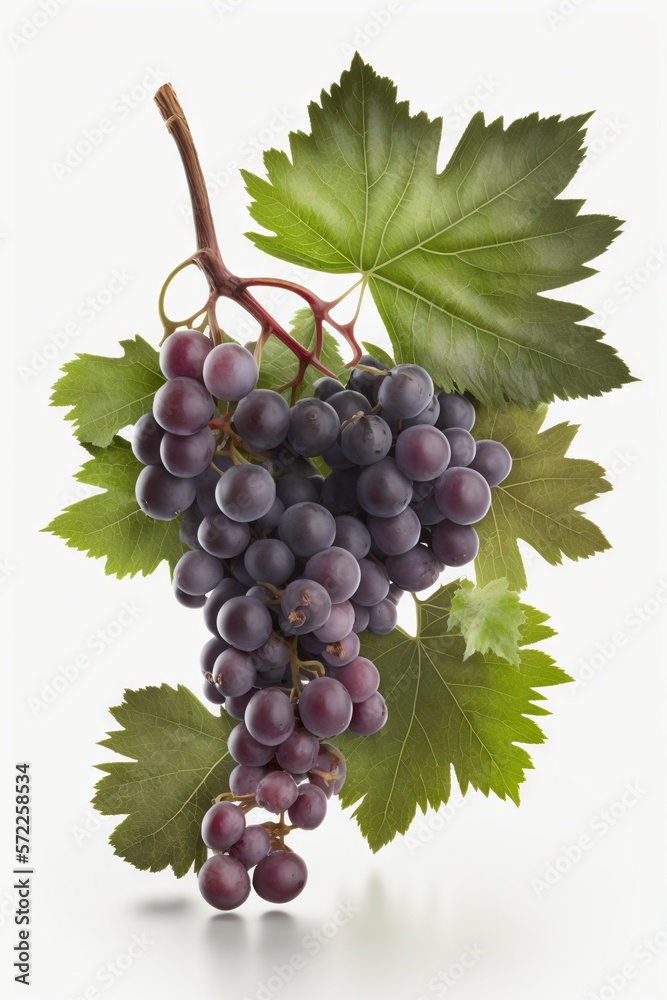 Fototapeta premium A bunch of grapes photoreal illustration on white background can easily be isolated generative ai