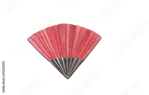 Red fan Watercolor illustration for Chinese new year celebration Graphic element for greeting card  poster  party invitation  scrapbooking. Png file with transparent background clipart