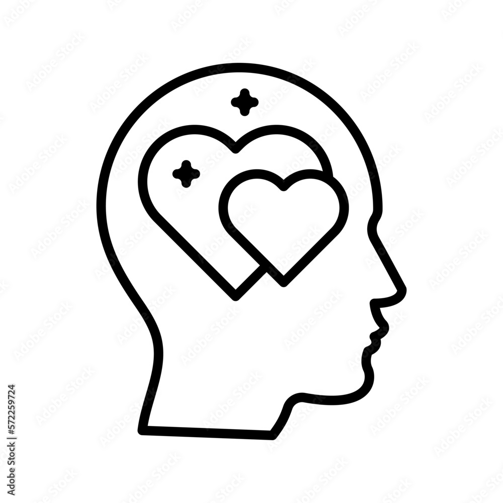 Head heart icon. sign for mobile concept and web design. vector illustration Head heart icon. sign for mobile concept and web design. vector illustration