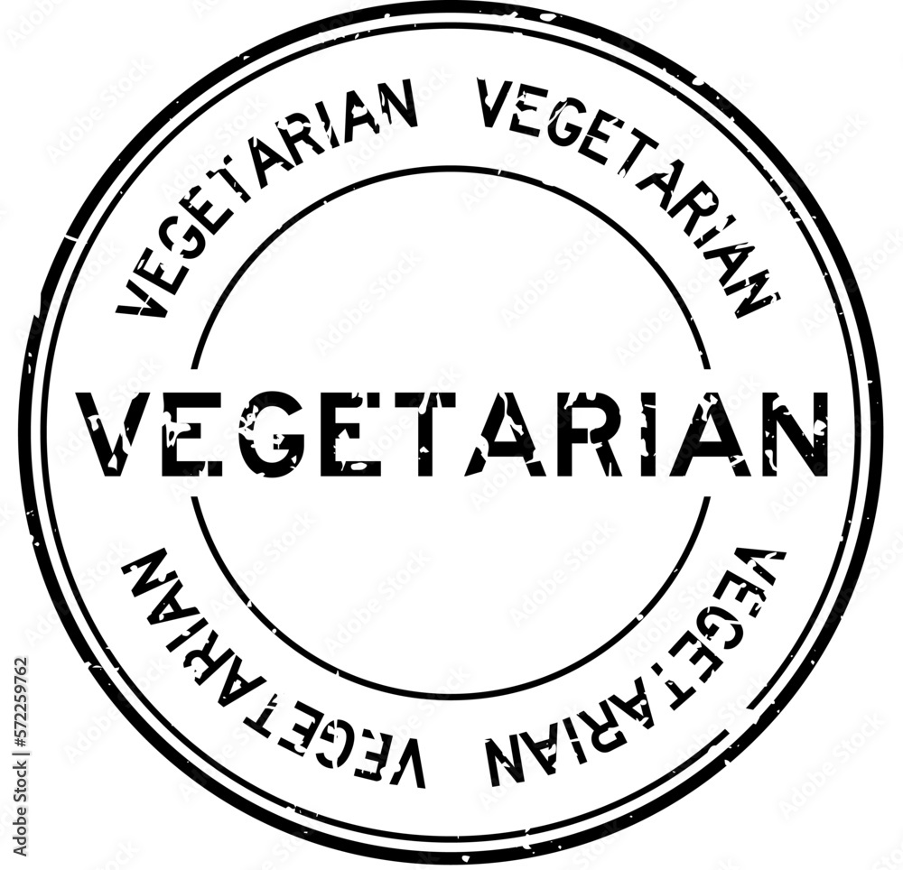 Grunge black vegetarian word round rubber seal stamp on white background