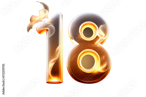 A beautiful bright illustration of the number 19 on transparent background photo