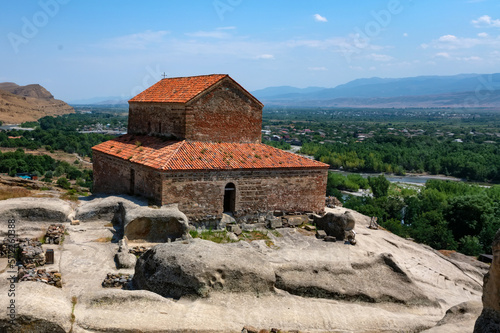 The Uplistsikhe 9th 10th century three-nave basilica and vale of Mtkvari river.