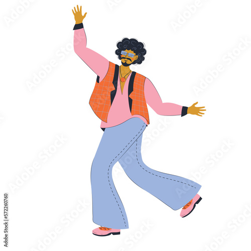 African American hippie man dancing provocatively abstract modern graphic