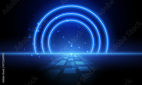 abstract rings backgrounds blue tunnel with lights for signs corporate, advertisement business, social media post, billboard agency, ads campaign marketing, motion video, landing page, website header